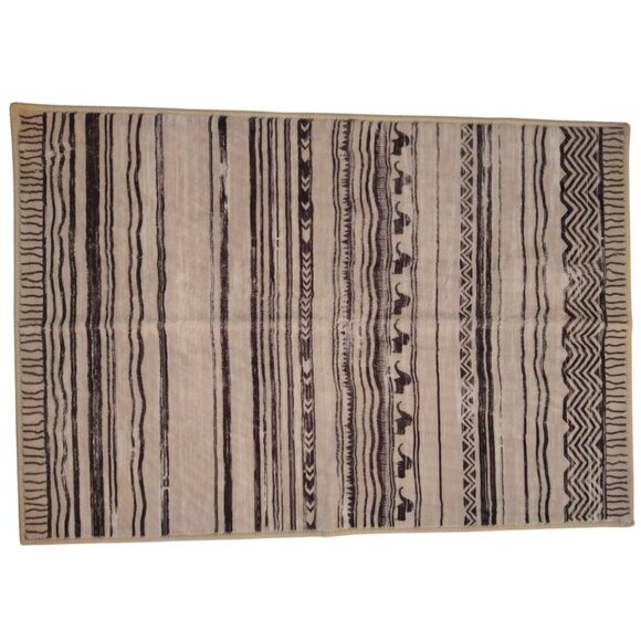 Area Rug 2'x3' Machine Washable Door Mat Bathroom Boho Gray Low Pile Non Slip - Picture 2 of 7